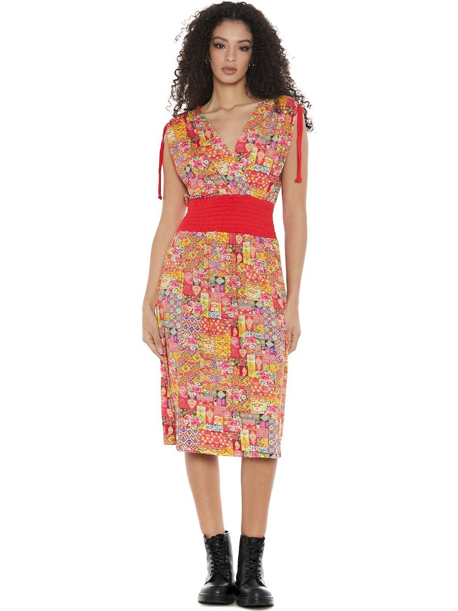 S24D37 - Camellia Sunrise Baba Design midi dress