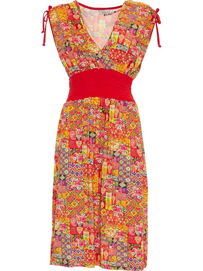 S24D37 - Camellia Sunrise Baba Design midi dress