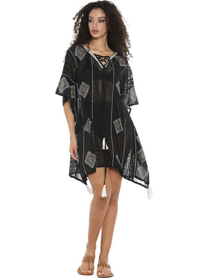 S24D500 - Caftano corto Jacaranda Sand Baba Design - Gipsy Fashion Wear 