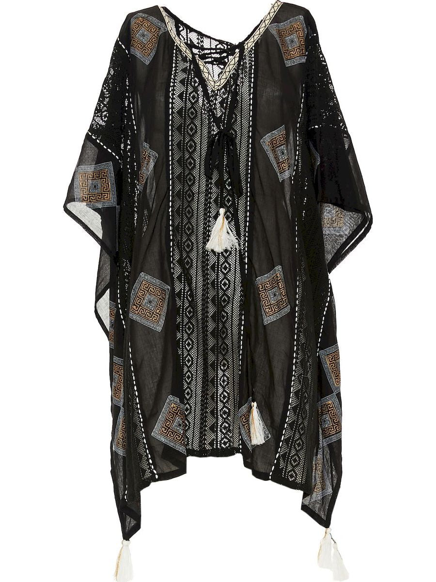 S24D500 - Jacaranda Sand Baba Design short caftan