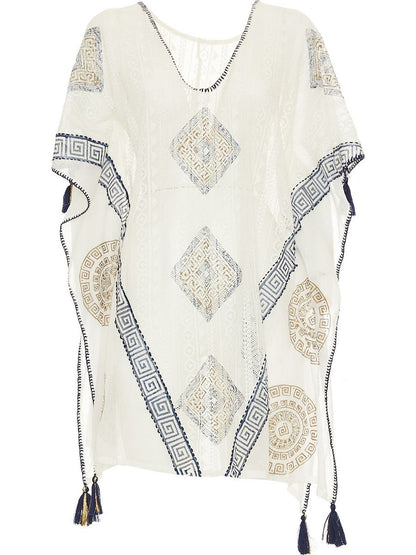 S24D501 - Jacaranda Sand Baba Design short caftan