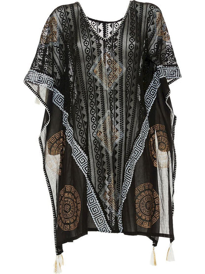 S24D501 - Jacaranda Sand Baba Design short caftan