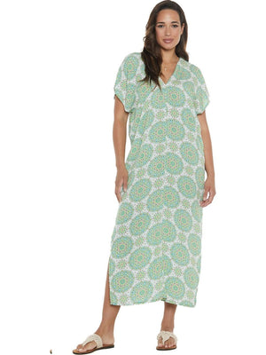 S24HBD02 - Caftano lungo Floating Lotus Happy Baba di Baba Design - Gipsy Fashion Wear 