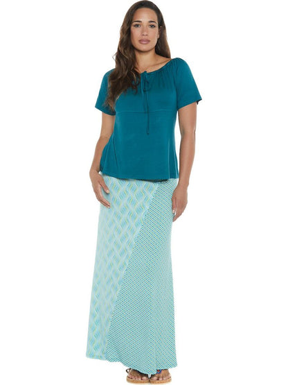 S24HBSK03 - Heliconia Sky Happy Baba long skirt by Baba Design