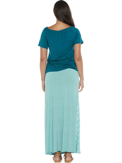 S24HBSK03 - Heliconia Sky Happy Baba long skirt by Baba Design