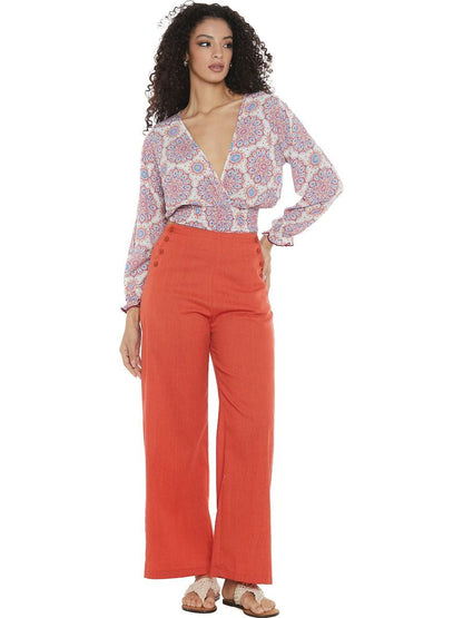 S24P04 - Floating Lotus Baba Design solid color trousers