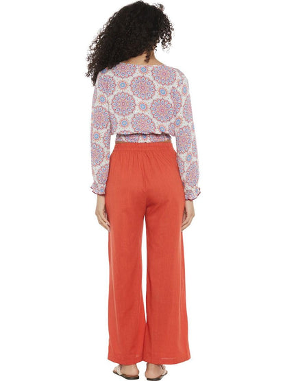 S24P04 - Floating Lotus Baba Design solid color trousers