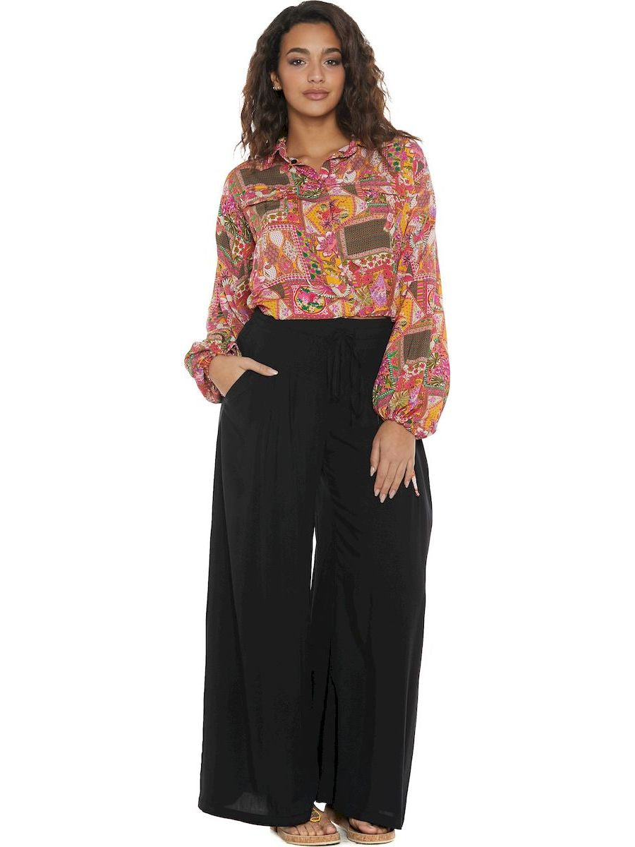 S24P09 - Tropical Plumeria Baba Design solid color trousers