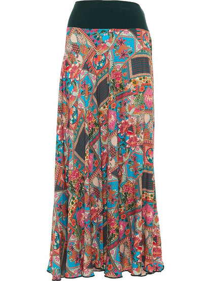 S24SK10 - Tropical Plumeria Baba Design long skirt