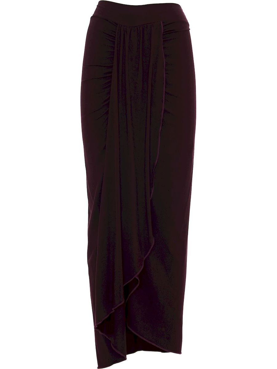 S24SK12 - Wild Ginger Baba Design solid color long skirt