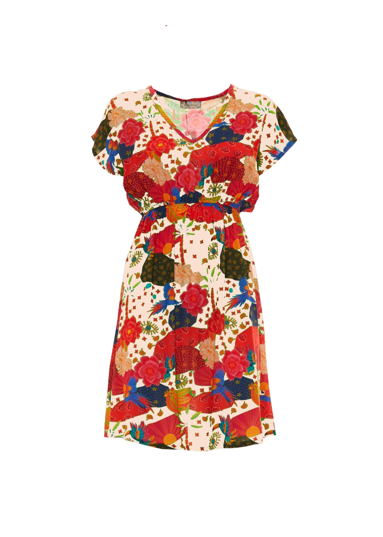 S25D04 - Vestito corto Tropical Parrot di Baba Design - Gipsy Fashion Wear 