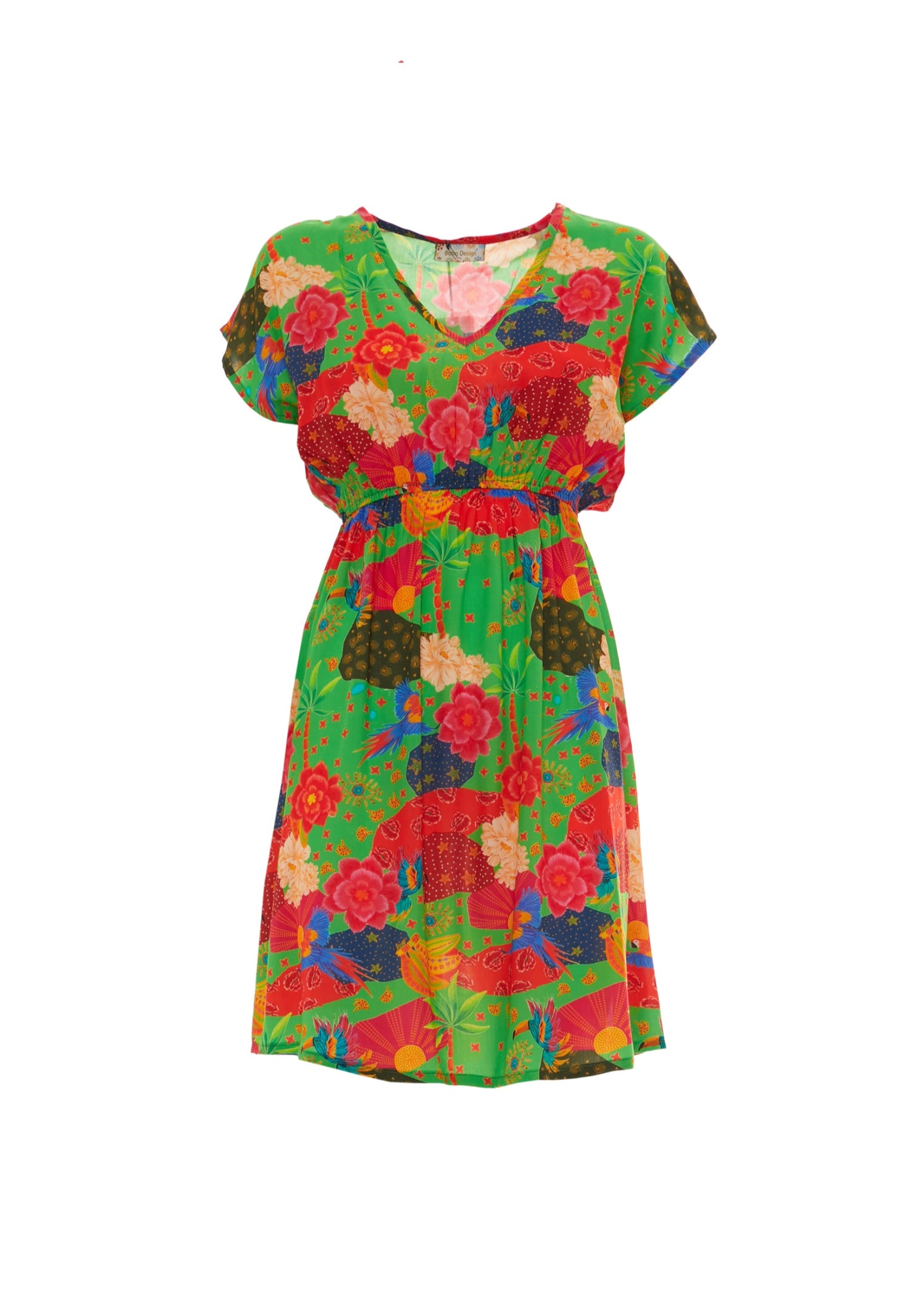 S25D04 - Vestito corto Tropical Parrot di Baba Design - Gipsy Fashion Wear 