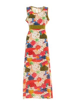 S25D12 - Vestito lungo Tropical Parrot di Baba Design - Gipsy Fashion Wear 