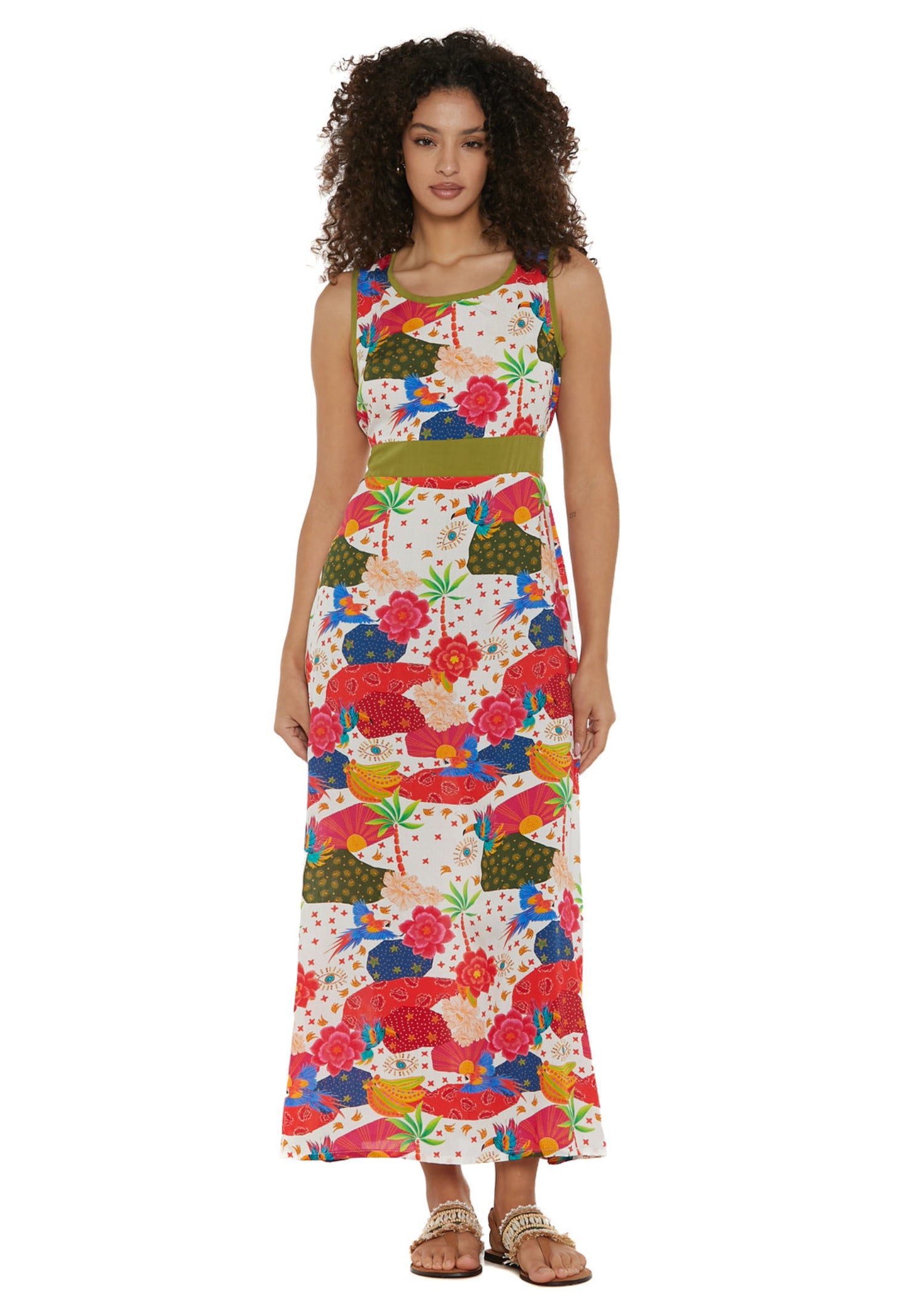 S25D12 - Vestito lungo Tropical Parrot di Baba Design - Gipsy Fashion Wear 