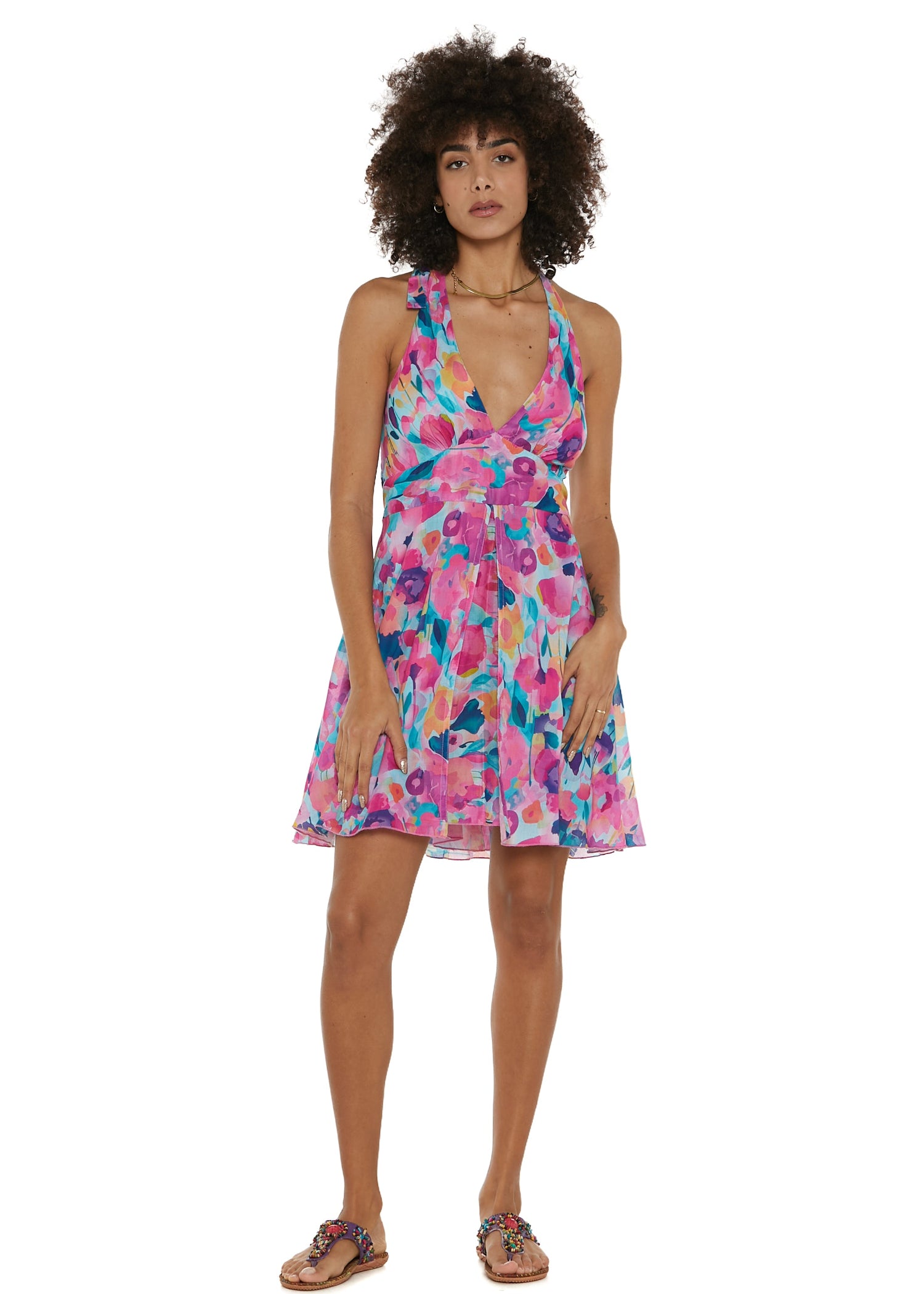 S25D314 - Vestito svasato Sea Bloom di Baba Design - Gipsy Fashion Wear 