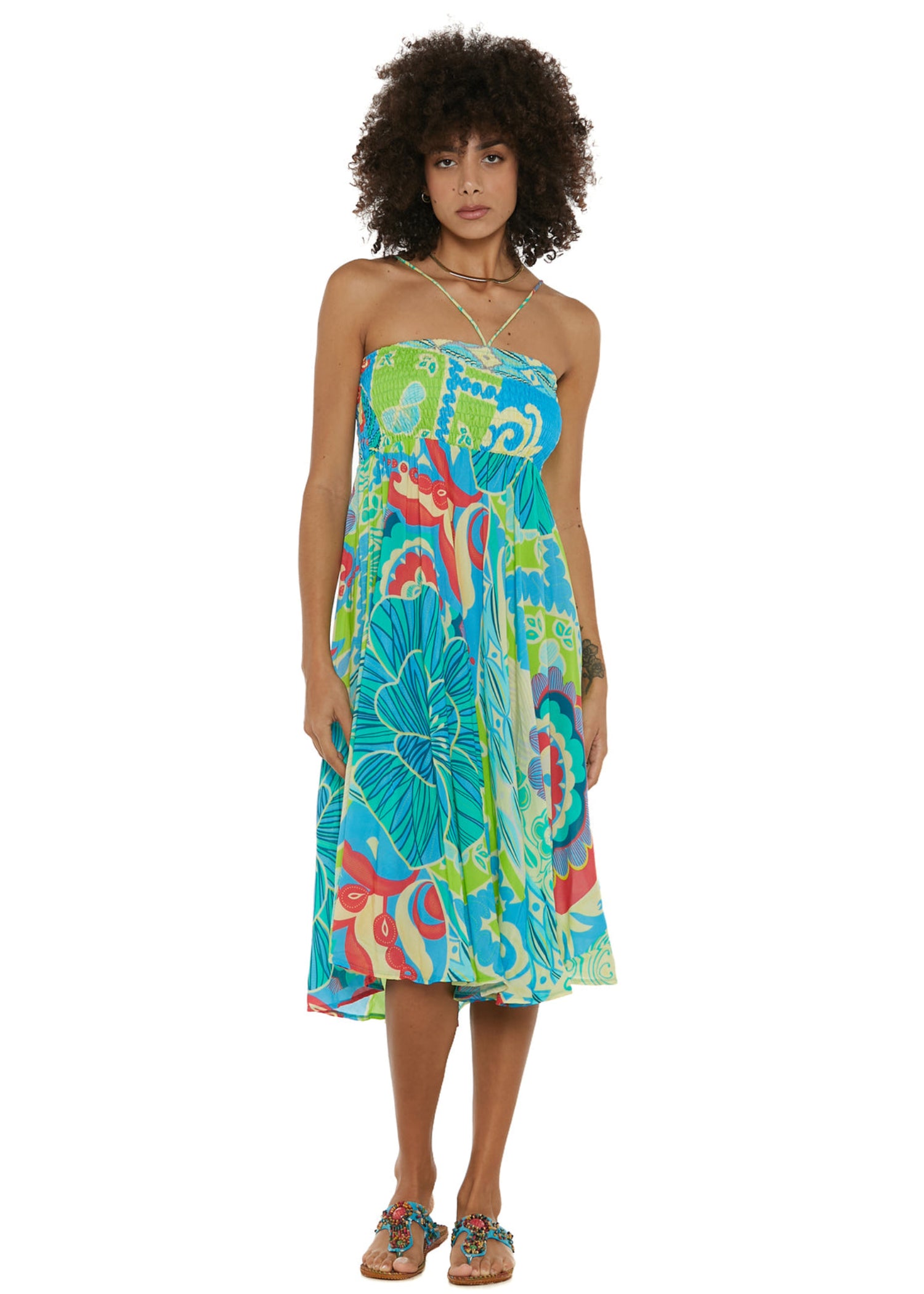 S25D320 - Vestito longuette Mystic Lagoon di Baba Design - Gipsy Fashion Wear 