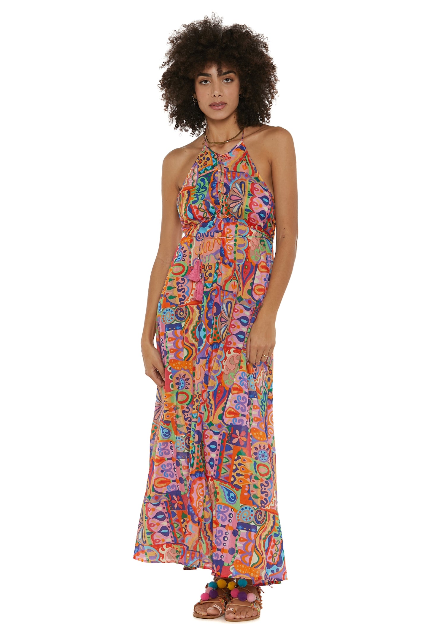 S25D331 - Vestito lungo Mosaic Marine di Baba Design - Gipsy Fashion Wear 