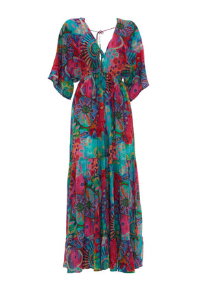 S25D334 - Vestito lungo Azure Horizon di Baba Design - Gipsy Fashion Wear 