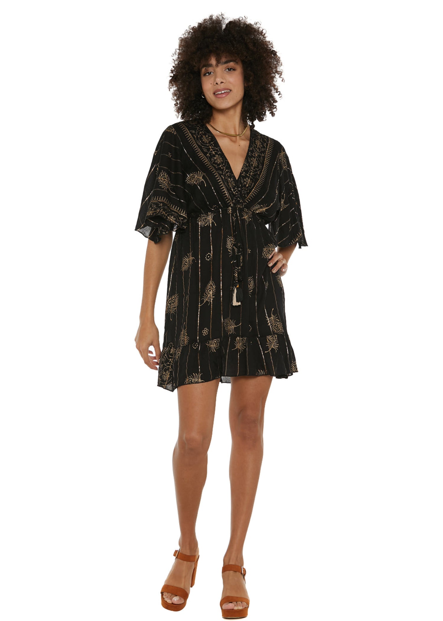 S25D410 - Mini dress Golden Sand di Baba Design - Gipsy Fashion Wear 