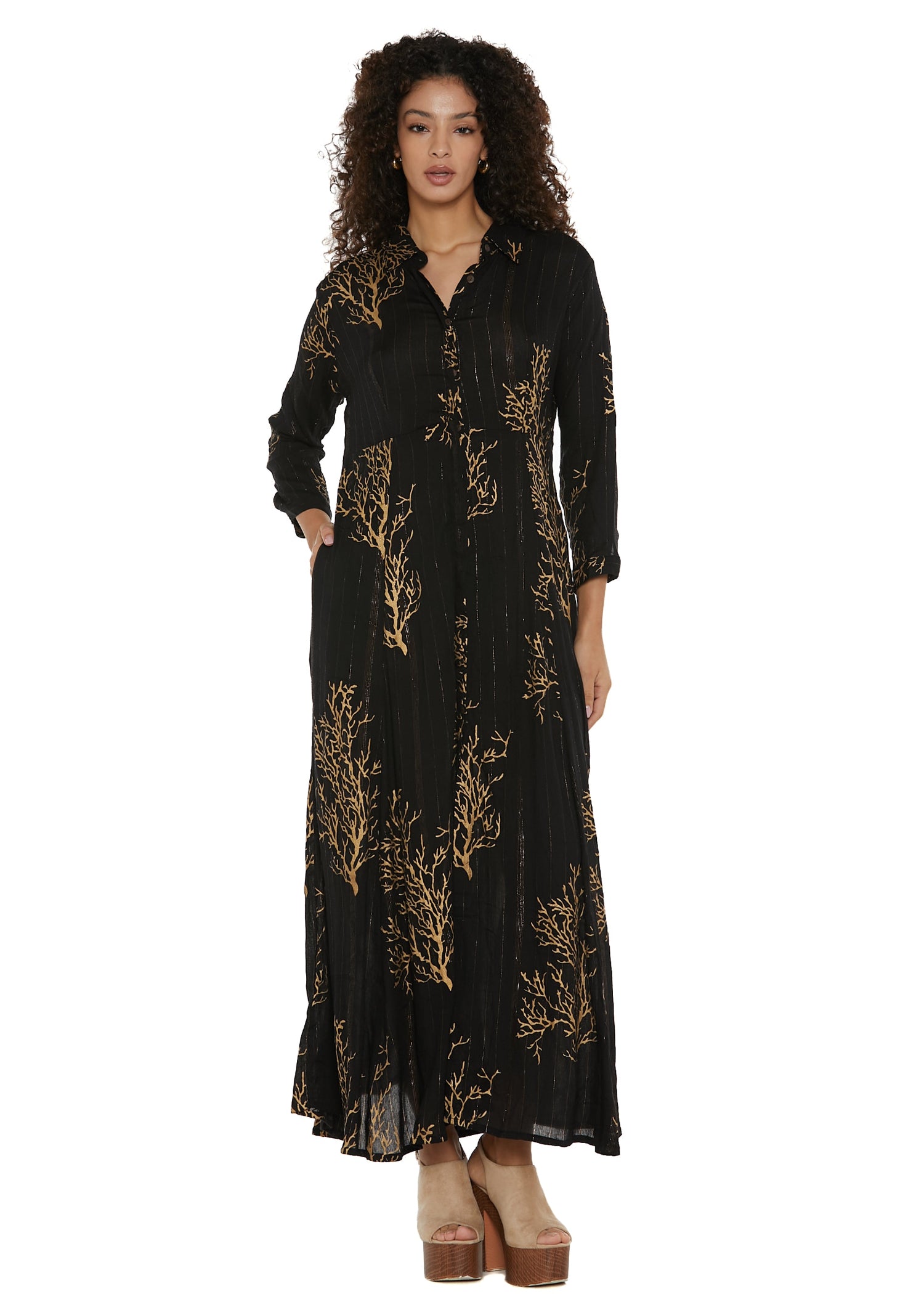 S25D413 - Vestito lungo Seaweed Fever di Baba Design - Gipsy Fashion Wear 
