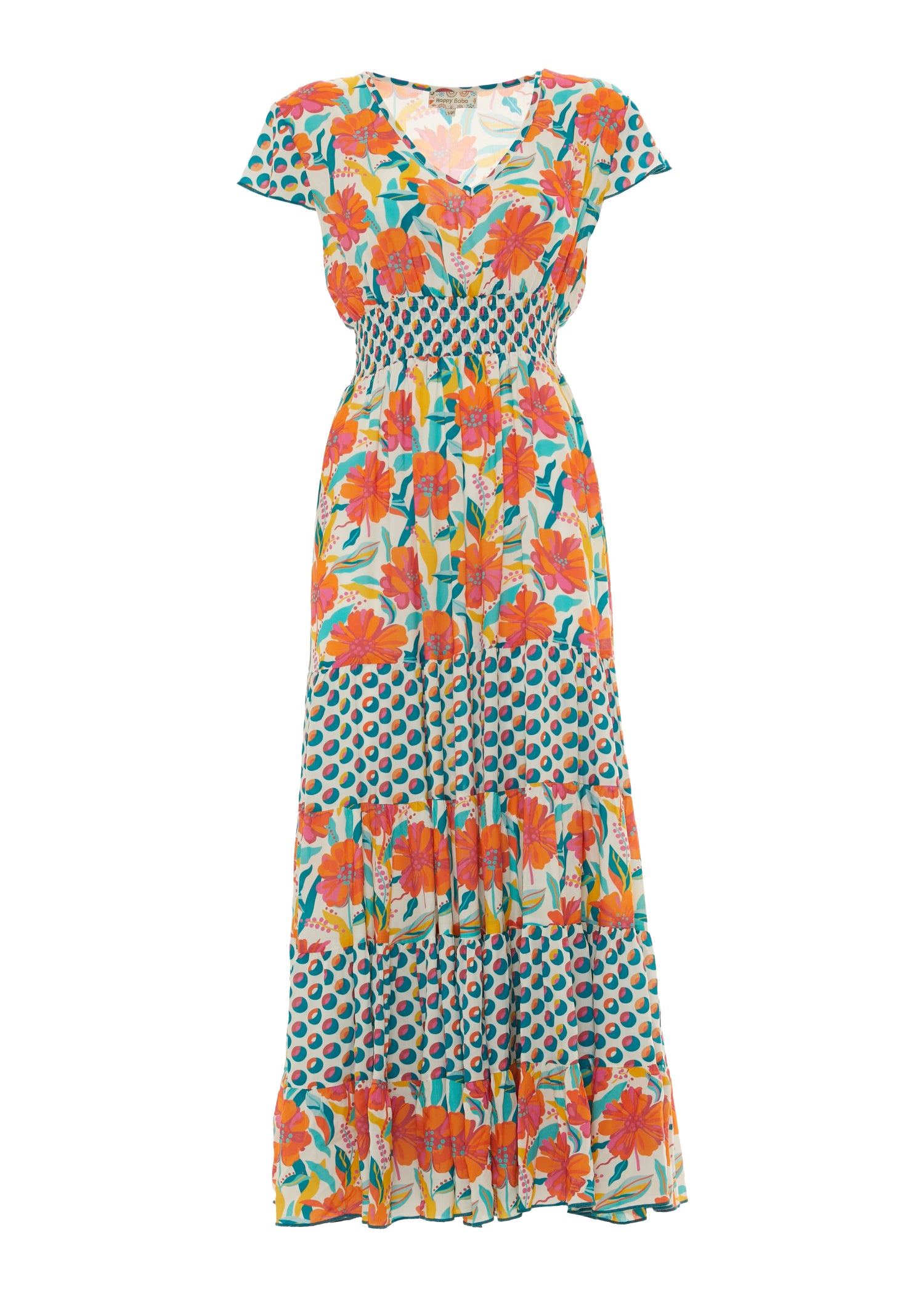 S25HBD02 - Vestito lungo Flowers Paradise Happy Baba di Baba Design - Gipsy Fashion Wear 