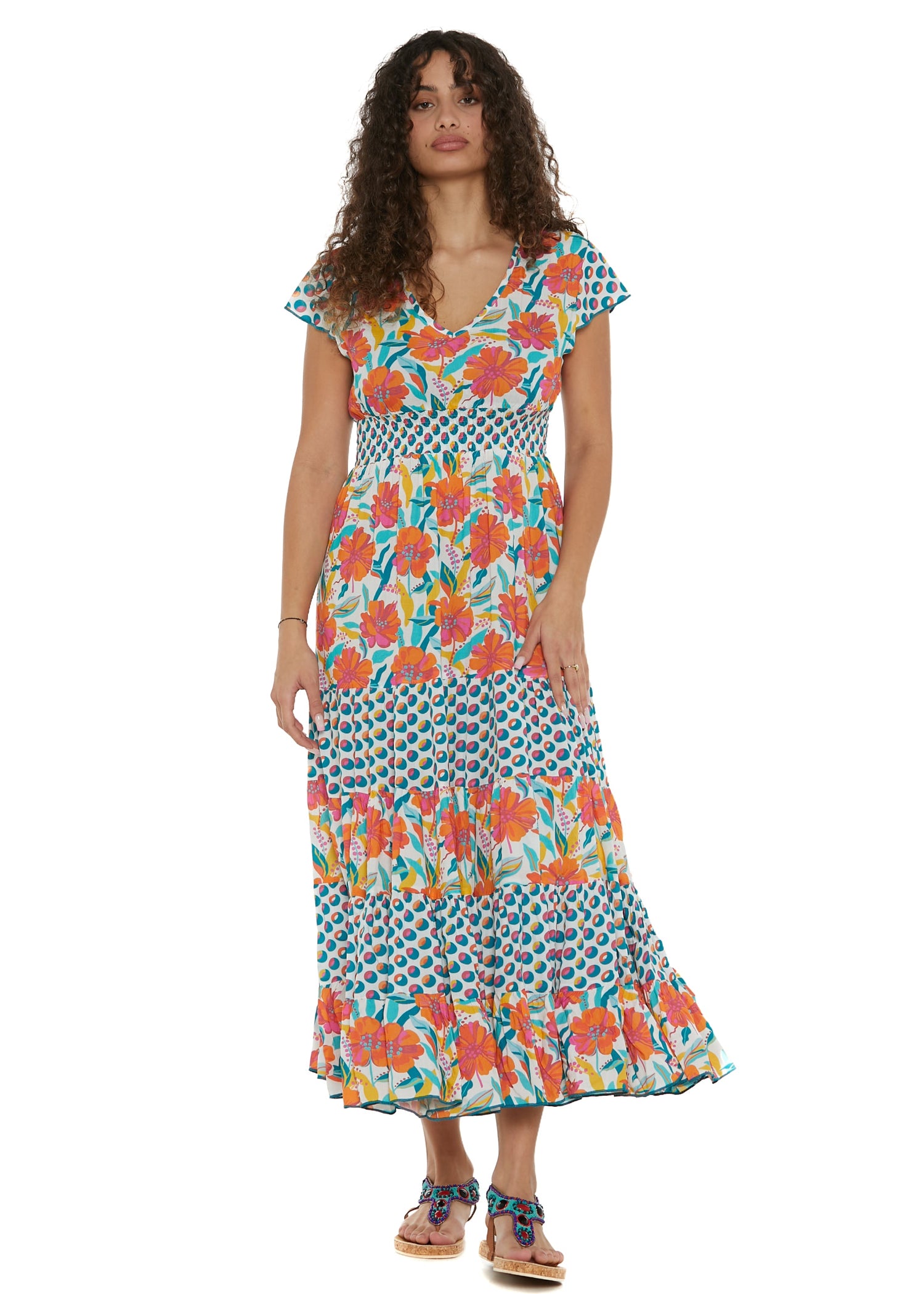 S25HBD02 - Vestito lungo Flowers Paradise Happy Baba di Baba Design - Gipsy Fashion Wear 