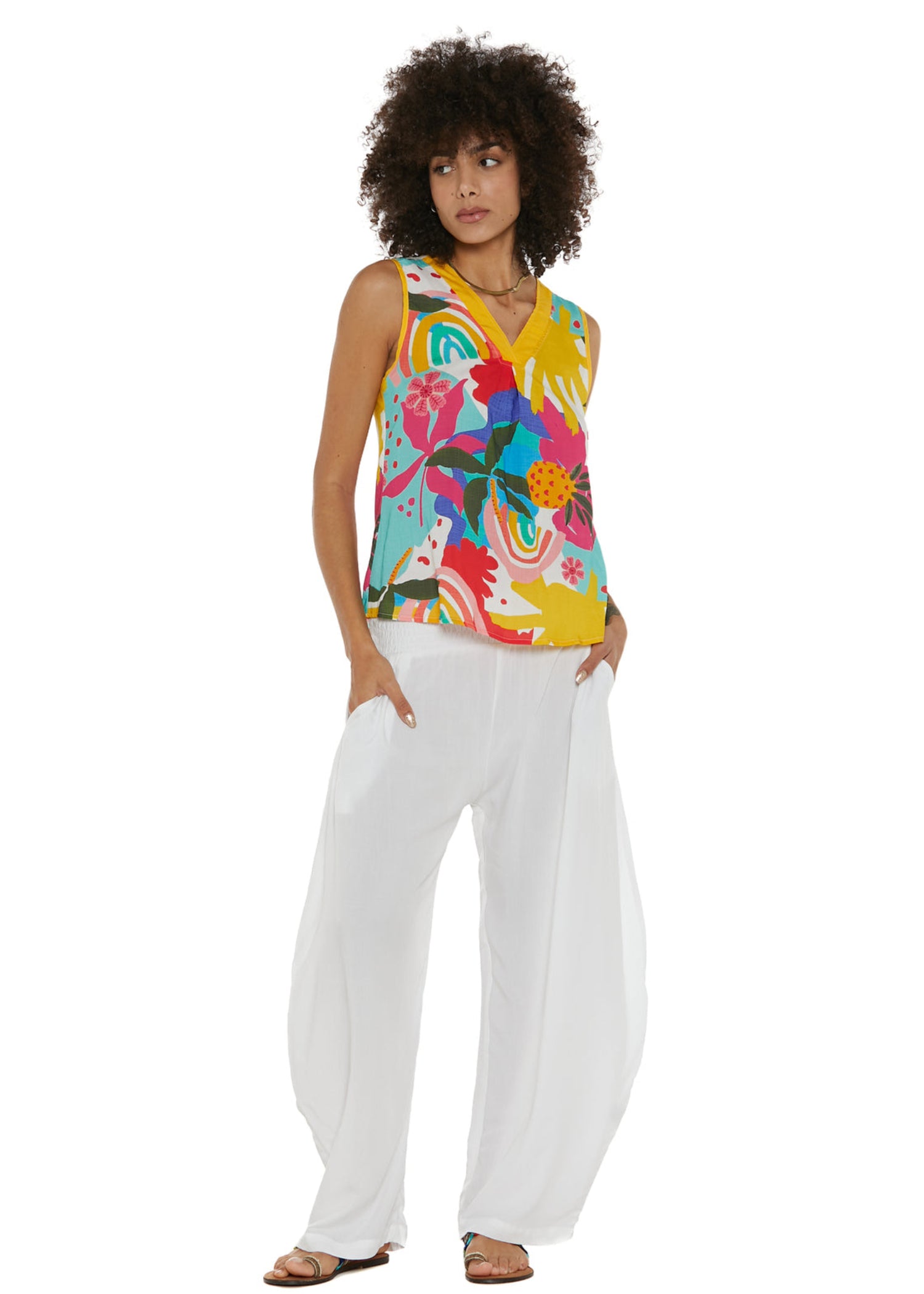 S25P02 - Pantalone tinta unita Sun Palette di Baba Design - Gipsy Fashion Wear 