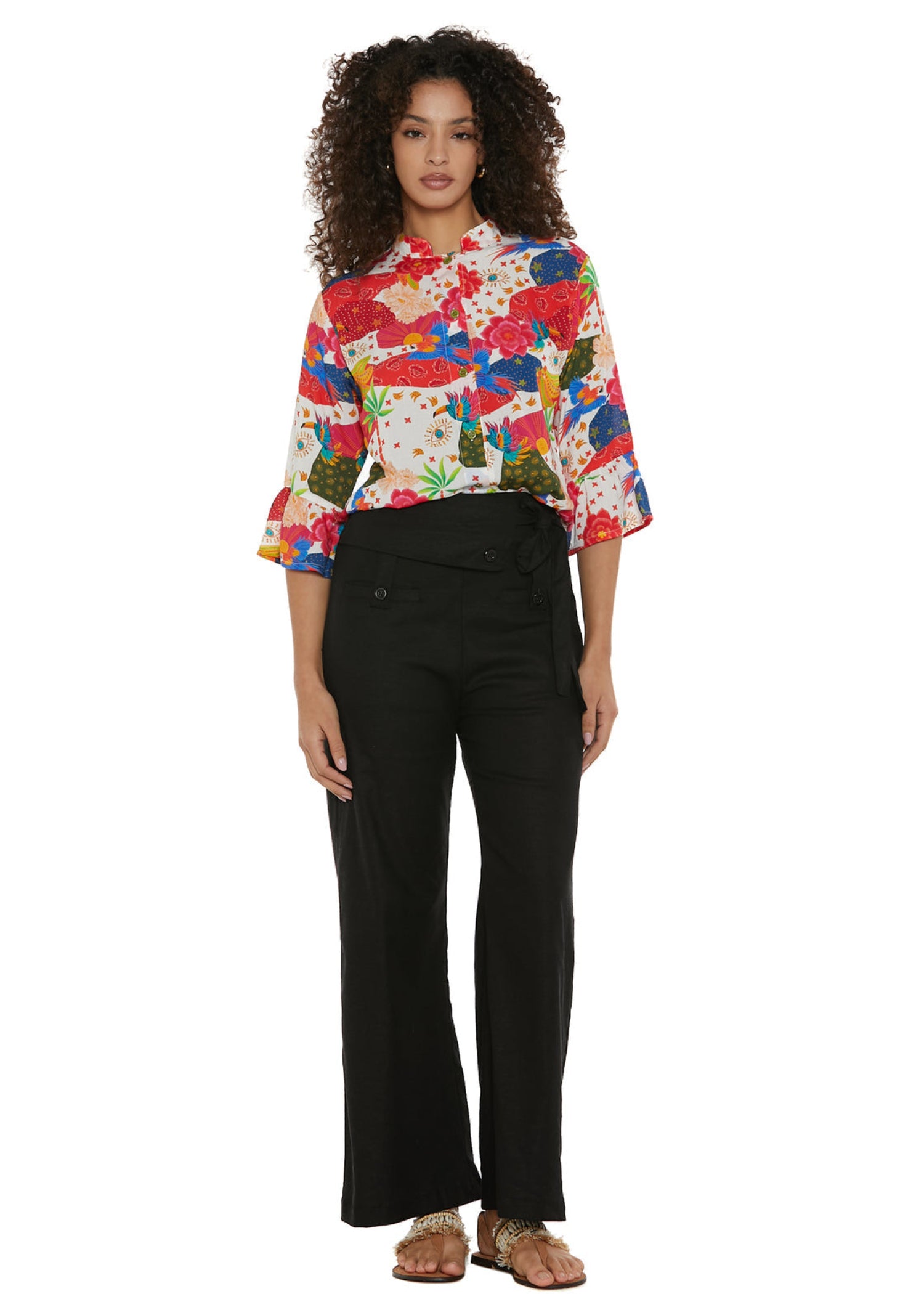 S25P07 - Pantalone tinta unita Tropical Parrot di Baba Design - Gipsy Fashion Wear 