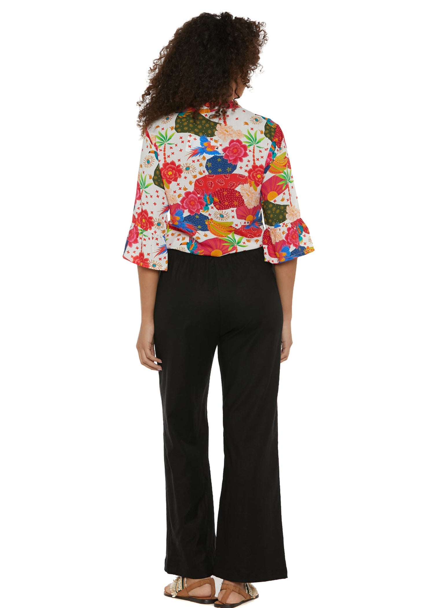 S25P07 - Pantalone tinta unita Tropical Parrot di Baba Design - Gipsy Fashion Wear 