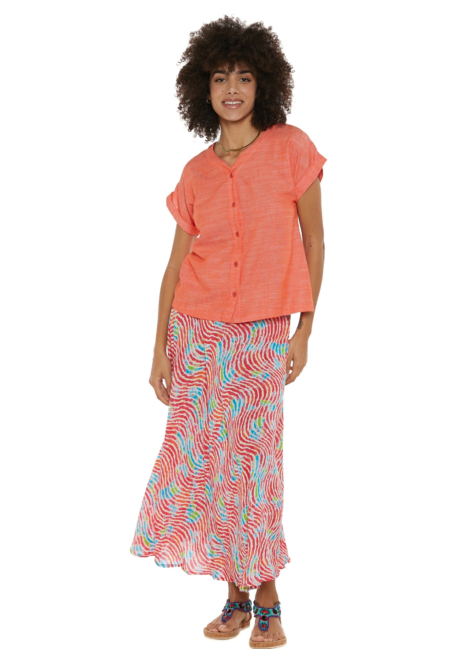 S25SK302 - Gonna lunga Ocean Waves di Baba Design