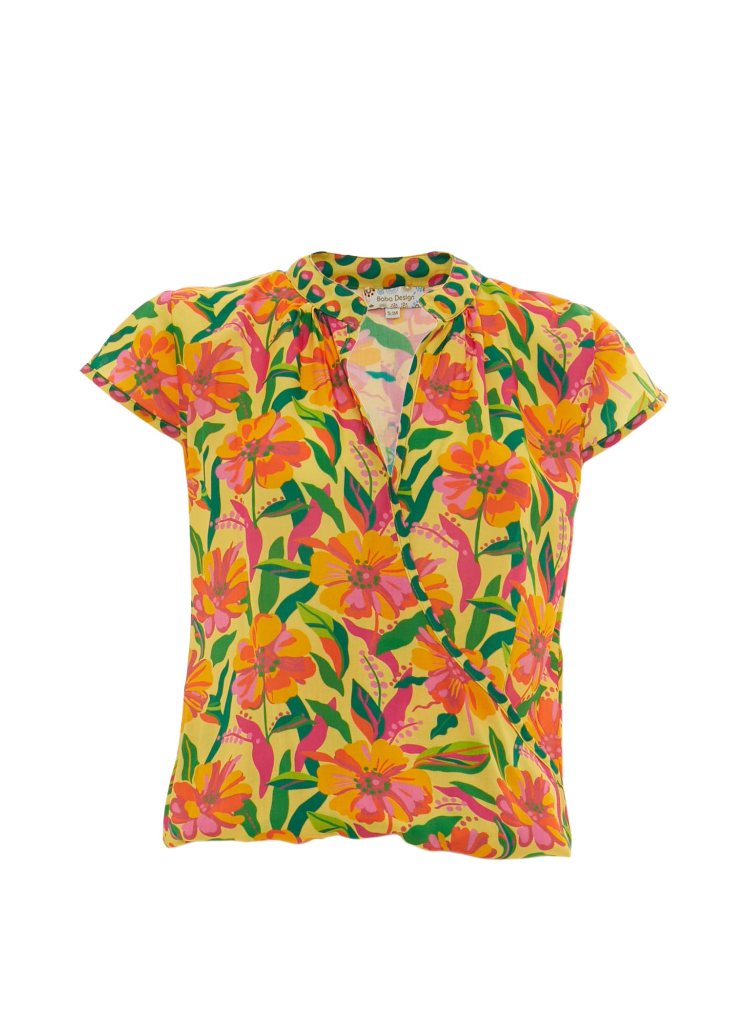 S25T03 -  Maglia a incrocio Flowers Paradise di Baba Design