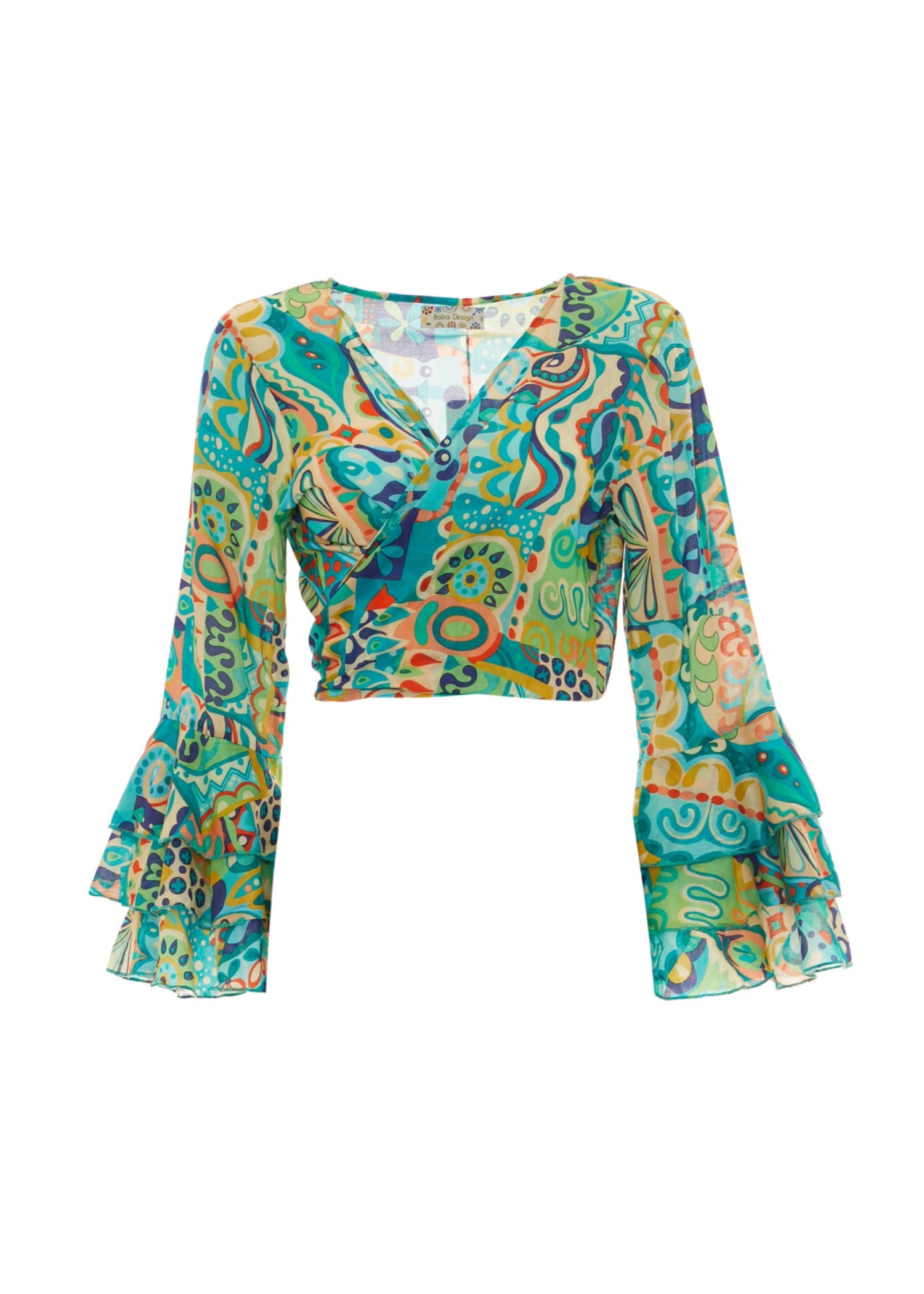 S25T311 - Top corto Mosaic Marine di Baba Design - Gipsy Fashion Wear 