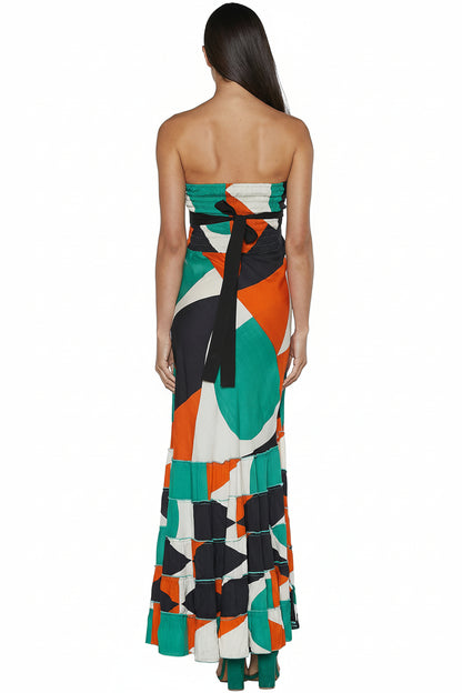 S26D712 Vestito lungo con balze Tangerine Dreams Baba Design