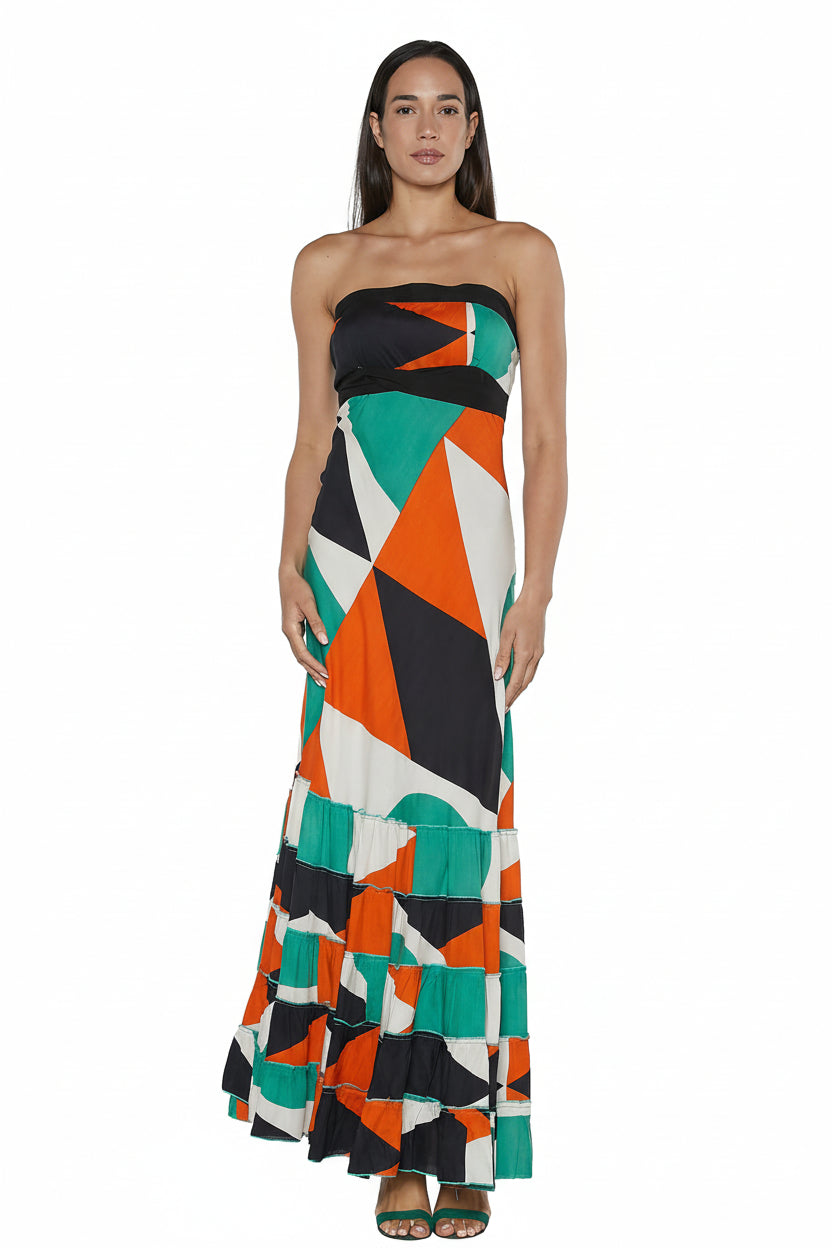 S26D712 Vestito lungo con balze Tangerine Dreams Baba Design