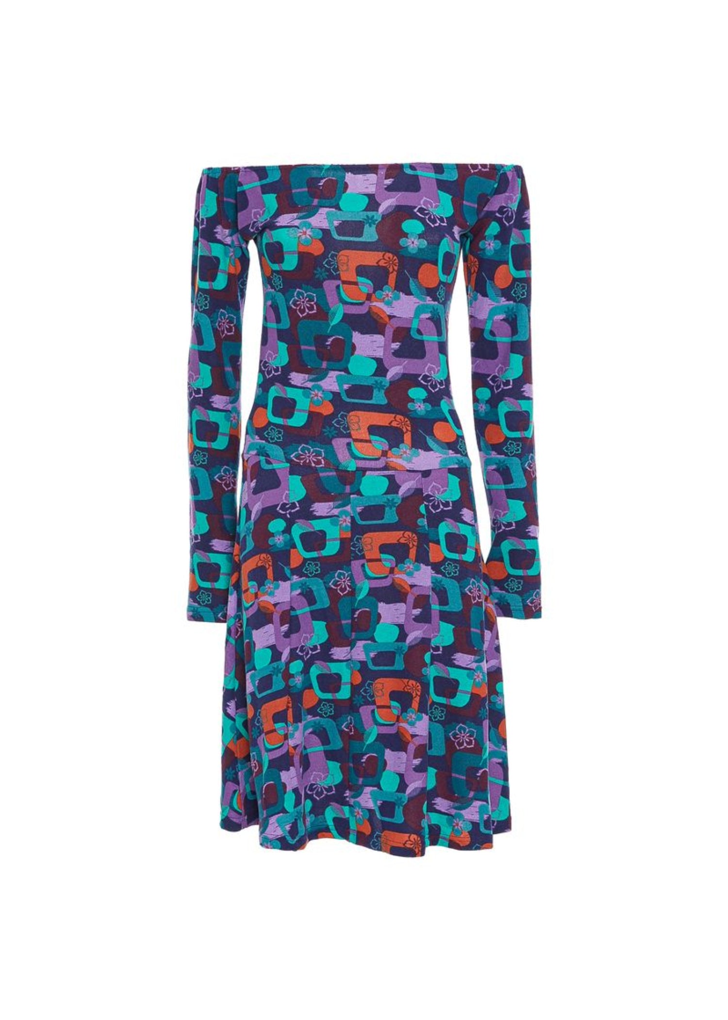 W22D40 - Vestito svasato Gypsy Leaves Baba Design - Gipsy Fashion Wear 