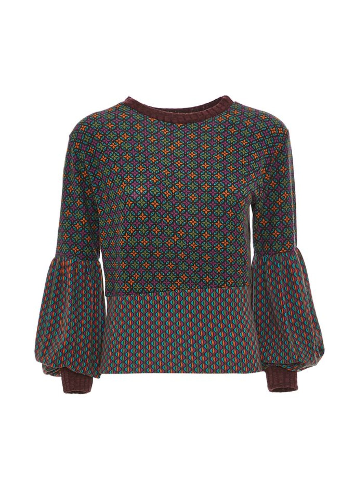 W23T07 - Maglia con manica a sbuffo Budapest Baba Design - Gipsy Fashion Wear 