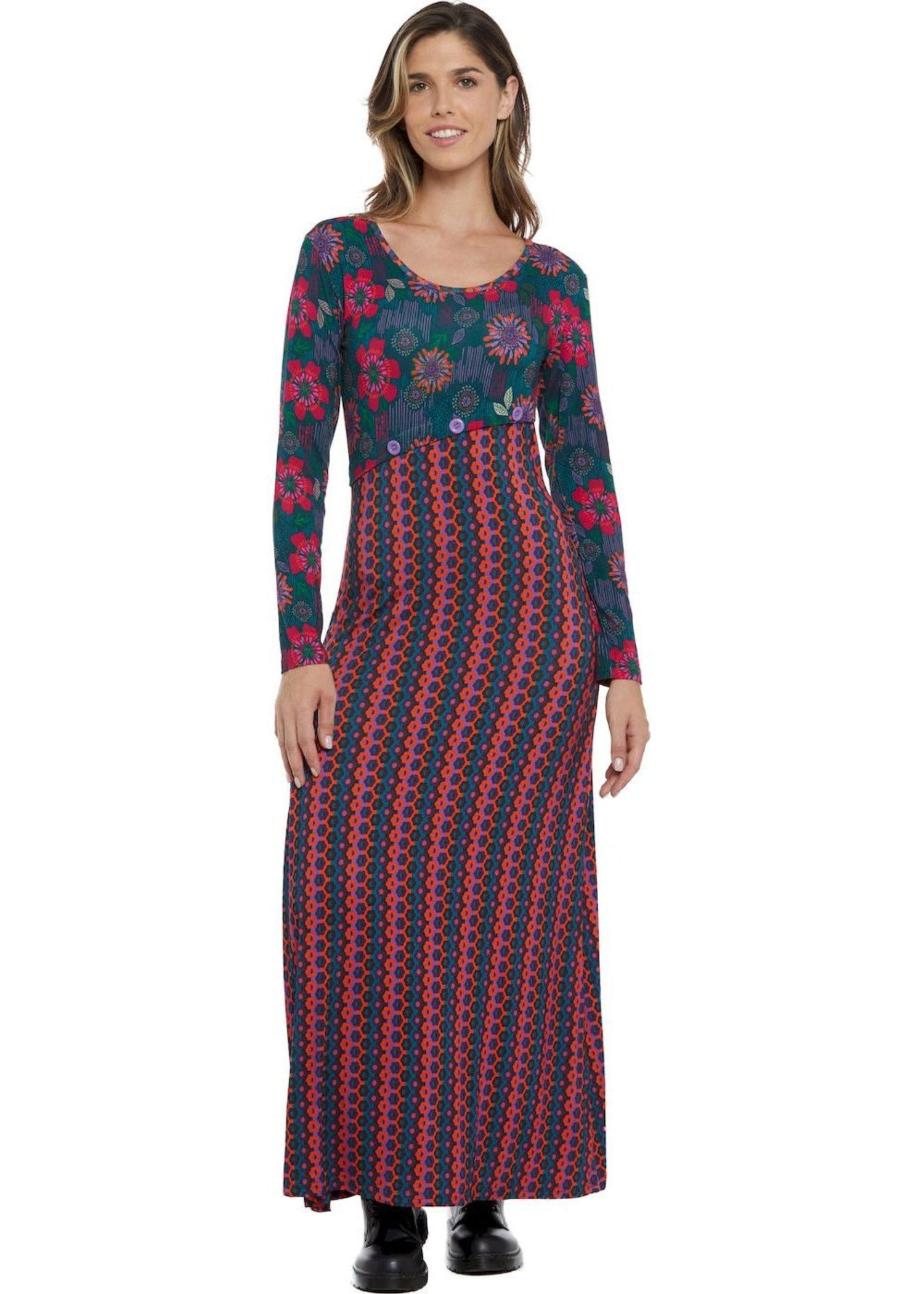 W24D02 - Vestito lungo Colors Revolution di Baba Design - Gipsy Fashion Wear 