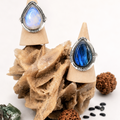 New Gea - Anello Argento 925 con Labradorite o Pietra di Luna