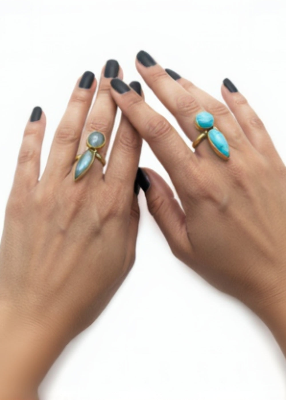 Katam – Anello Ottone Regolabile con Pietra Semipreziosa | Boho Artigianale India