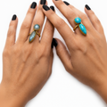 Katam – Anello Ottone Regolabile con Pietra Semipreziosa | Boho Artigianale India
