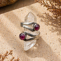 Anello Regolabile con Pietra Naturale – Onice o Granato in Bagno d'Argento