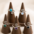 Spiral Soul - Anello Argento 925 con Pietra Naturale e Spirale Regolabile