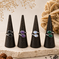 Twin Drops - Anello Argento 925 con Pietre Naturali a Goccia Regolabile