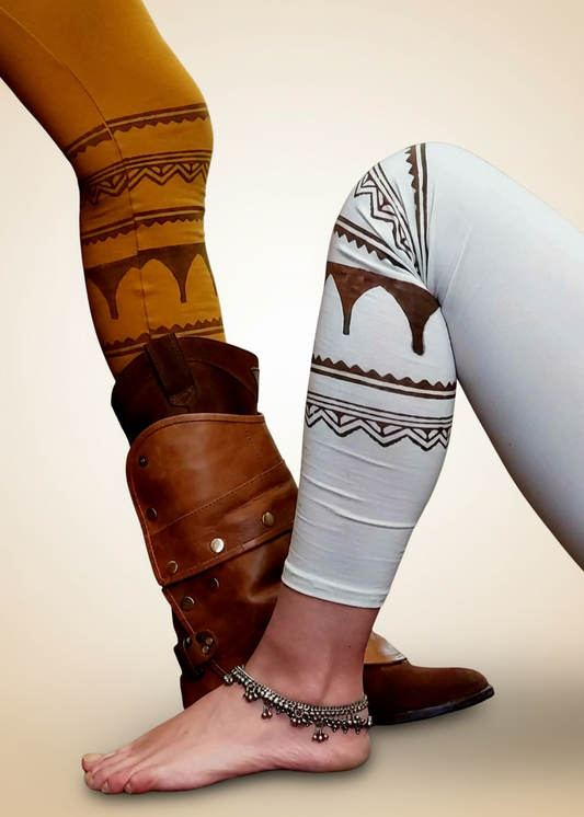 Block Print Leggings - Verticale Crema