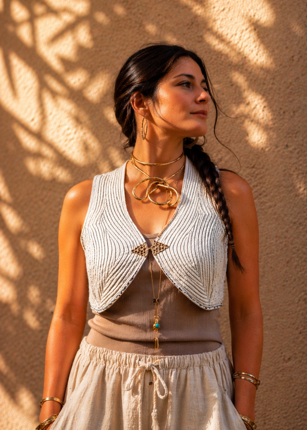 Banu Bolero – Bolero in Cotone ed Elastan con Lacci Incrociati Boho | Gipsy Fashion Wear