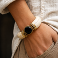 Bracciale Carovana Bianca in Osso di Cammello, Ottone e Pietra Naturale dal Rajasthan