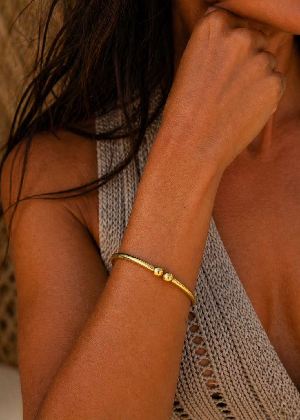 Rigid Simplicity Bracelet | Boho Style Gold Plated Brass