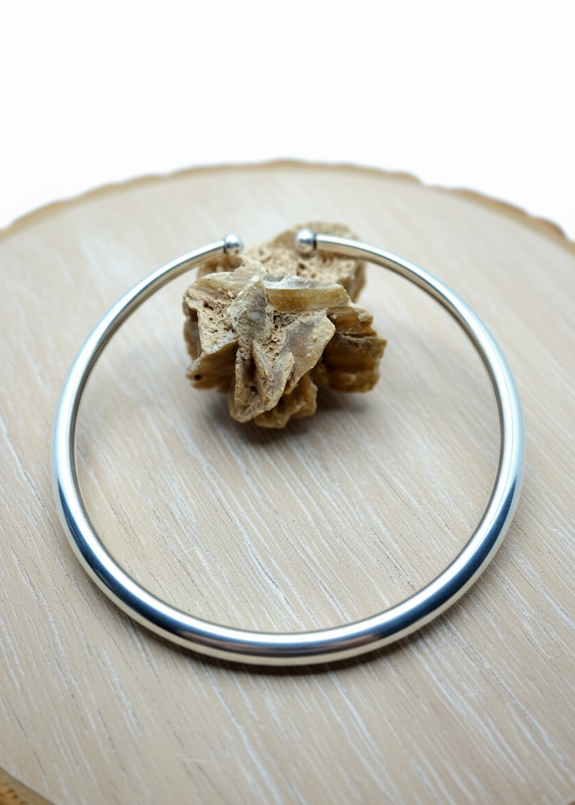 Collare argento con legno chiaro