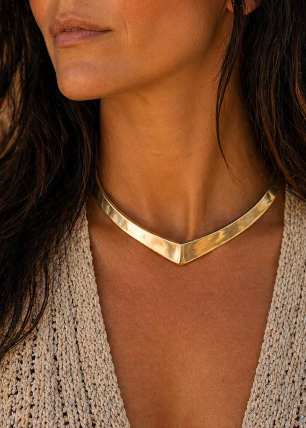 Dunes - Rigid Brass Minimal Boho Collar