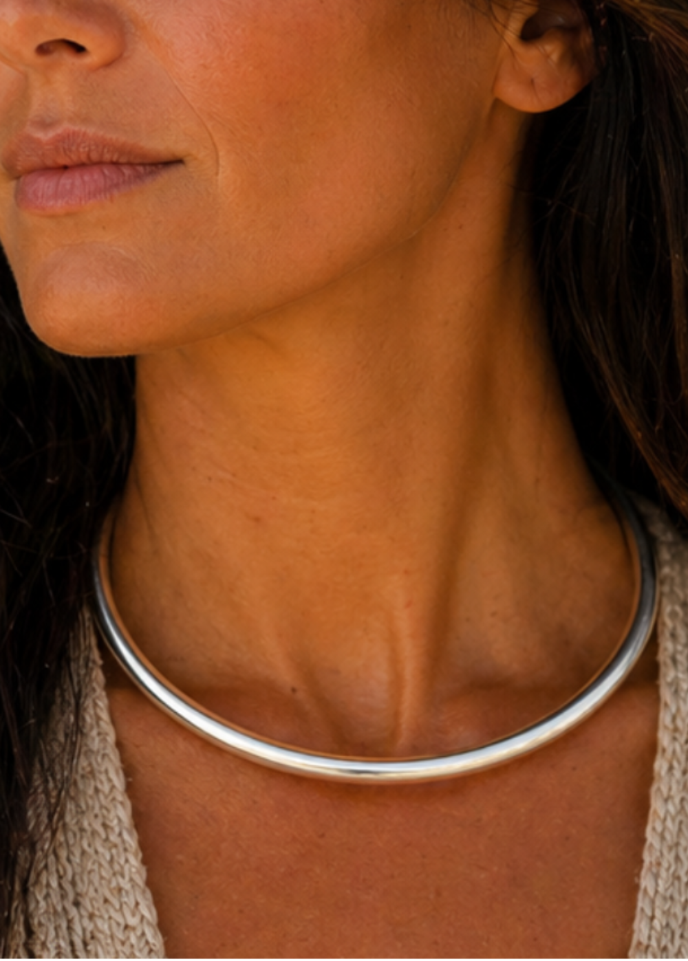 Simplicity - Rigid Brass or Silver Plated Minimal Boho Necklace